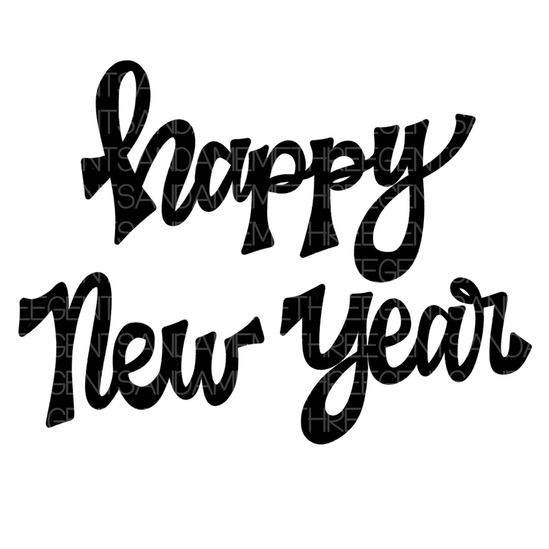 Happy New Year, 2024 Clipart, Hand Written Instant Digital Download