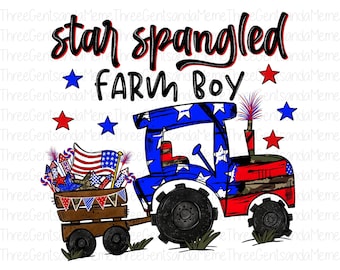 July 4th PNG, Star Spangled Farm Boy, Farming png, Independence Day png, Patriotic png, America png, Instant Download png