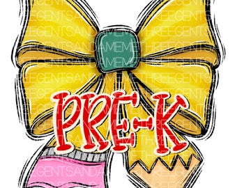 Back to School Coquette Bow Png, Custom Grade Level Printable, Pencil Bow Digital Download, Customized School Hand Drawn Sublimation Design