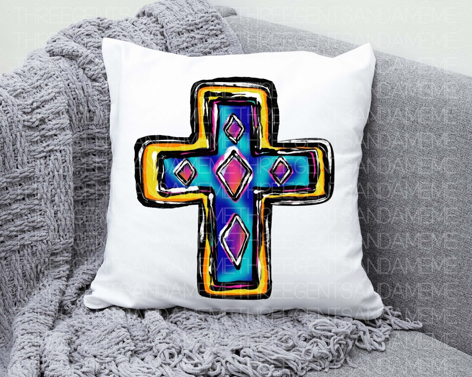 DTF Transfer Cross Printable PNG Stained Glass Cross - Etsy