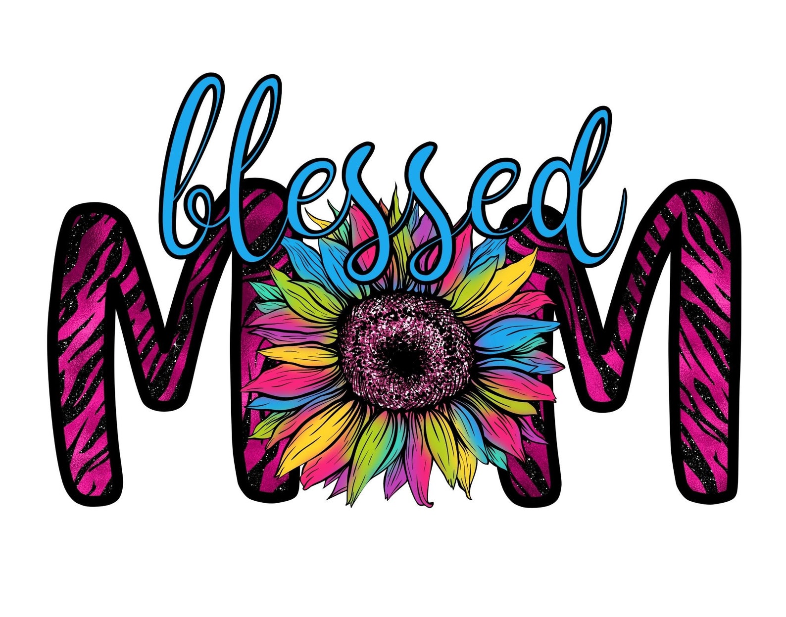 Blessed Mom Sunflower Applique Embroidery Blessed Mom Sunflower Applique Embroidery