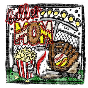 Baller Mom png, Baseball and Softball Mom of Both PNG, Game Day Shirt, Grandparent Softball and Baseball Shirt Design, Sports