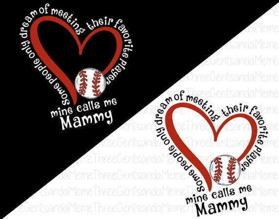 TWO Hearts with Baseball pngs, My Favorite Player Calls Me Mammy, Transparent PNG for Sublimation, Grandma Gift png