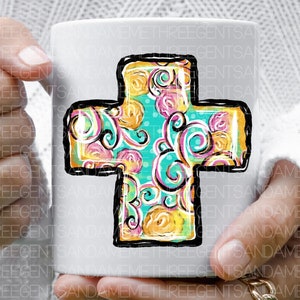 DTF Transfer Cross Printable PNG, Hand Drawn Cross, Christian ...