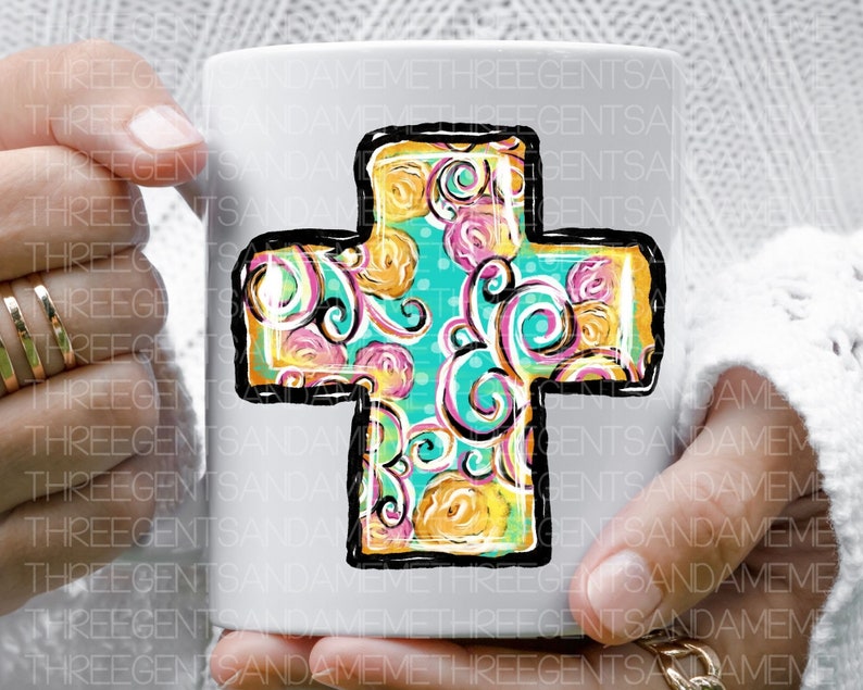 DTF Transfer Cross Printable PNG Hand Drawn Cross Christian - Etsy