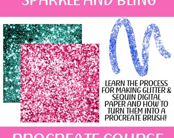 Procreate Course, Procreate Brushes, Tools for Designers, Learning to Design, Sparkle and Bling Procreate Course, How to Make Faux Glitter