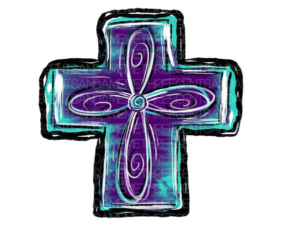DTF Transfer Cross Printable PNG, Hand Drawn Cross, Christian Sublimation, Religious Cross, Heat Transfer PNG, Design Element for Shirts