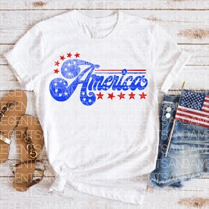 America 4th of July Digital Design, Fourth of July PNG, Independence Day Sublimation Design, Red White and Blue PNG, DTF Transfer Design image 2