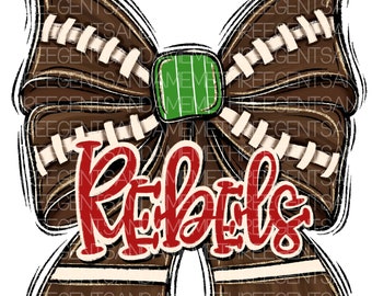 School Team Coquette Bow Png, Custom Football Printable, Sports Digital Download, Customized School Spirit, Hand Drawn Sublimation Design