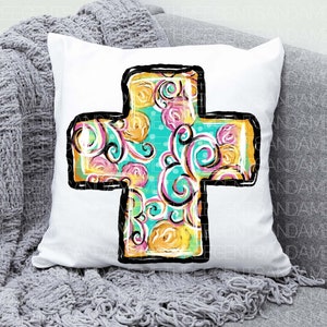 DTF Transfer Cross Printable PNG, Hand Drawn Cross, Christian ...