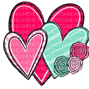 Valentines Day PNG, Hand Drawn Sublimation, Heart Sticker, Instant Digital Download, Love Clipart, Design for Shirts, Mugs, Tumblers, Roses