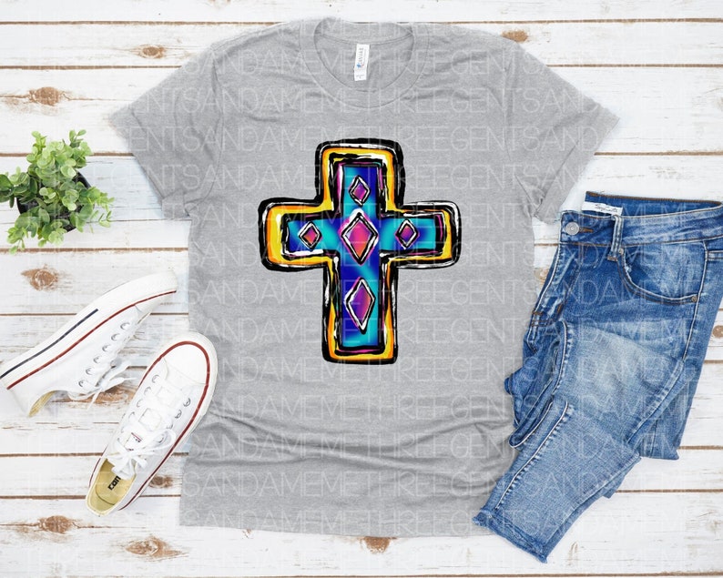 DTF Transfer Cross Printable PNG Stained Glass Cross - Etsy