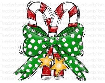 Candy Cane Weihnachten Sublimation Design, Instant Digital Download PNG, Weihnachts Shirt Design, Weihnachten Clipart, Rot und Grün handgezeichnet PNG