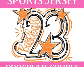 Sport Jersey Design in Procreate, School Spirit Procreate Course, Procreate Tutorial and Brush Set, Digital Art Lesson