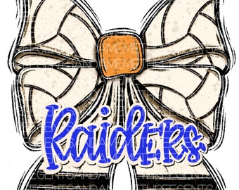 Volleyball School Team Coquette Bow Png, Custom Printable, Sports Digital Download, Customized School Spirit, Hand Drawn Sublimation Design