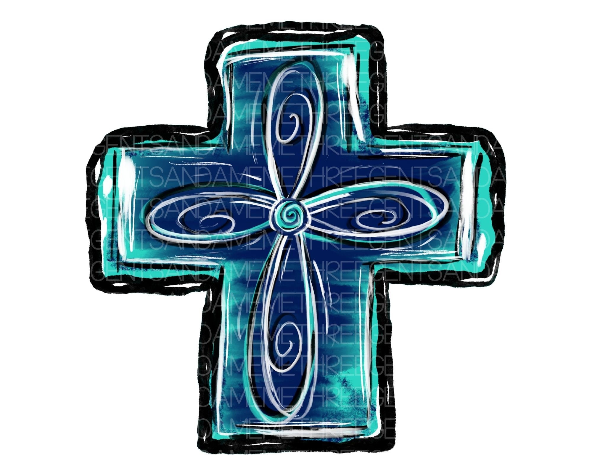 DTF Transfer Cross Printable PNG, Hand Drawn Cross, Christian Sublimation, Religious Cross, Heat Transfer PNG, Design Element for Shirts