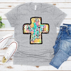 DTF Transfer Cross Printable PNG, Hand Drawn Cross, Christian ...