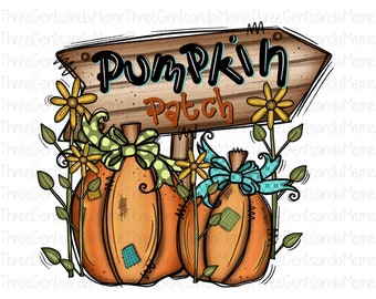 Pumpkin Patch Fall Instant Digital Download PNG, Hand Drawn Whimsical T-Shirt Design, Sublimation PNG for Autumn, Cute Thanksgiving Clipart