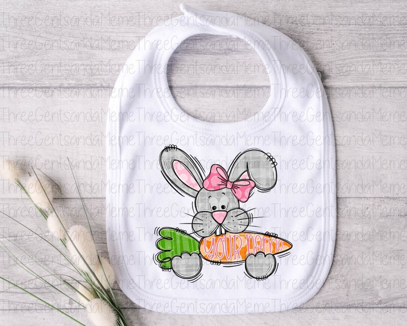 Personalized Easter Bunny, Girl Shirt PNG, Hand Drawn Clipart, Instant Digital Download, Printable Sublimation Design, Transparent PNG image 7