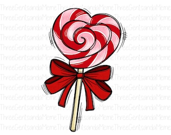 Valentine Sublimation Design, Lollipop Valentine Design, Ready to Press Printable, Instant Digital Download PNG, Hand Drawn Sucker
