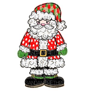 Santa Sublimation Design, Hand Drawn Light Skin Santa, PNG, Instant Digital Download, Whimsical Santa Claus, Ready to Print Holiday PNG