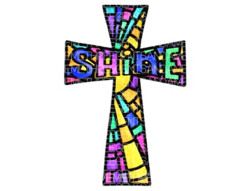 Hand Drawn Cross Sublimation Design, Stained Glass Faith PNG, Instant Digital Download, Religious Design, Shirt Design, Mug Design, Shine