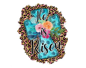 He is Risen png, Easter png, Christian png, Distressed Cross png, Easter Shirt png, Jesus Easter Sign, Watercolor Easter png, Cross png