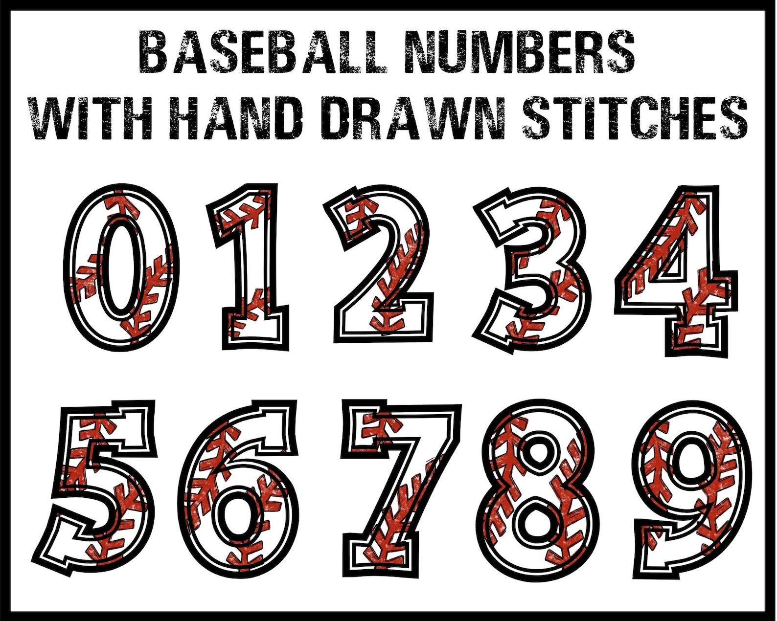 Baseball Numbers 09 with Hand Drawn Stitches Baseball Jersey Etsy