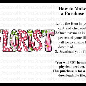 Florist Instant Digital Download, PNG for Sublimation, Florist Appreciation Gift, Floral and Polka Dots PNG Download, Flower Shop Clipart image 9