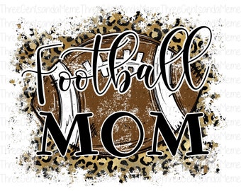 Cheetah Print Football Mom Transparent PNG for Instant Download, Football Shirt Design for Moms, Tshirt Designs for Mom