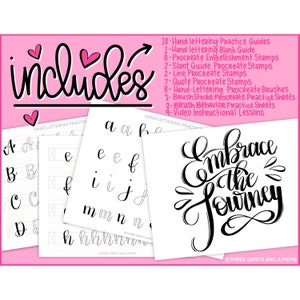 Digital Hand Lettering Workbook, Lettering Practice Worksheets for Procreate, iPad Lettering, Procreate Brushes, Whimsy Style Letters image 2