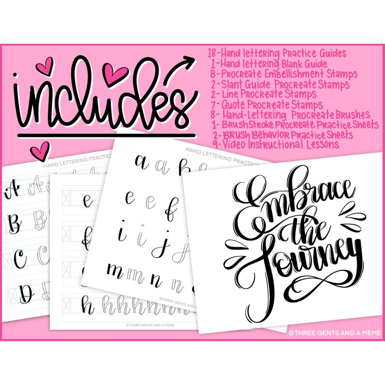 Digital Hand Lettering Workbook, Lettering Practice Worksheets for Procreate, iPad Lettering, Procreate Brushes, Whimsy Style Letters image 2