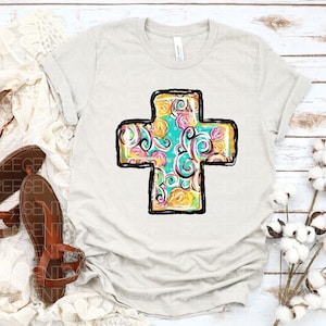 DTF Transfer Cross Printable PNG, Hand Drawn Cross, Christian ...