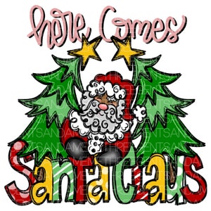 Santa Claus Sublimation Design, African American Christmas DTF PNG, Hand Drawn PNG, Instant Digital Download, Santa Claus Is Coming to Town