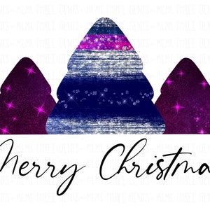 Christmas Sublimation Design, Hand Drawn, PNG Digital Download, Christmas Tree, Glitter Trees PNG Files for Sublimation