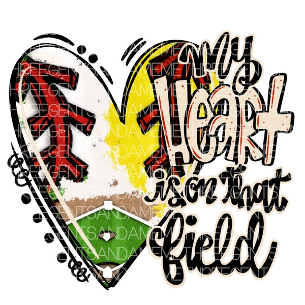 My Heart is on That Field png, Baseball Softball Mom of Both PNG, Game Day Shirt, Grandparent Softball and Baseball Shirt Design, Sports