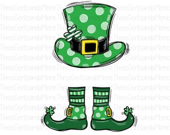 Leprechaun Hat and Shoes Printable, Add Personalization and Print This Cute St. Patrick's Day Hand Drawn Instant Digital Download