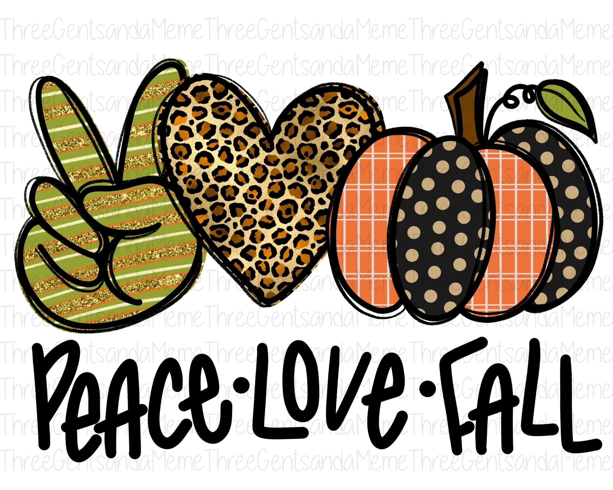 Peace Love Fall Instant Digital Download Fall PNG, Hand Drawn T