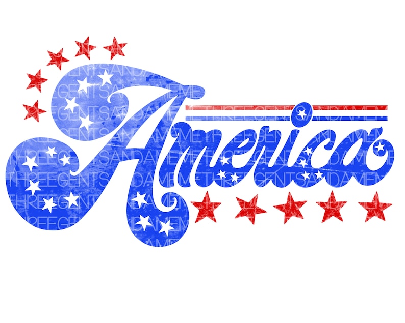 America 4th of July Digital Design, Fourth of July PNG, Independence Day Sublimation Design, Red White and Blue PNG, DTF Transfer Design image 1