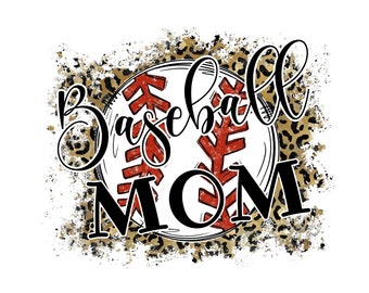 Cheetah Print Baseball Mom Transparent PNG for Sublimation, Printable Heat Transfer Design, Sports PNG