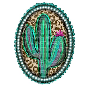 Cheetah Leopard Hand Drawn Cactus, Sublimation on T-Shirts, Garden Flags, Tumblers, Mugs, Western PNG Design Element, Bright Colored PNG