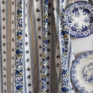 Vintage French Valdrome Indienne Cotton Fabric - 7 Yards 34 Inches - 60&#39; Width Provencal Floral - Printed In France. Price For Entire Length