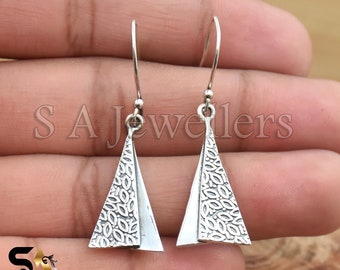 Textured Sterling Silver Earrings: Handmade Bohemian Artisan Jewelry