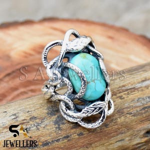 Mohave Turquoise Snake Ring: Sterling Silver Bohemian Serpent