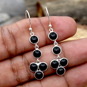 Black Onyx Earrings, 925 Sterling Silver Earrings, Onyx Earrings, Bezel Setting Earring, Handmade Silver Earrings, Wedding Earrings Gift Her