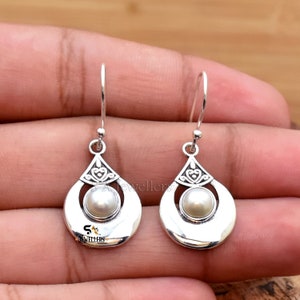 Handmade Sterling Silver Freshwater Pearl Drop Earrings