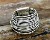 Handmade Wraparound Silver Wire ring Sterling Silver Ring Statement Ring Silver wide wrap Ring Multi Layer Silver Wire Ring Handmade Jewelry