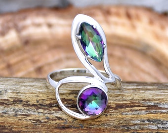 Mystic Topaz Ring Gift For Her Ready to ship With free Shipping Handmade Designer ring 925 Sterling Silver Ring Oval Mystic Topaz Ring