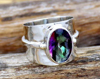 Mystic Topaz Ring Gift For Her Ready to ship With free Shipping Handmade Designer ring 925 Sterling Silver Ring Oval Mystic Topaz Ring