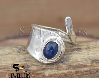 Handmade Blue Kyanite 925 Sterling Silver Adjustable Ring
